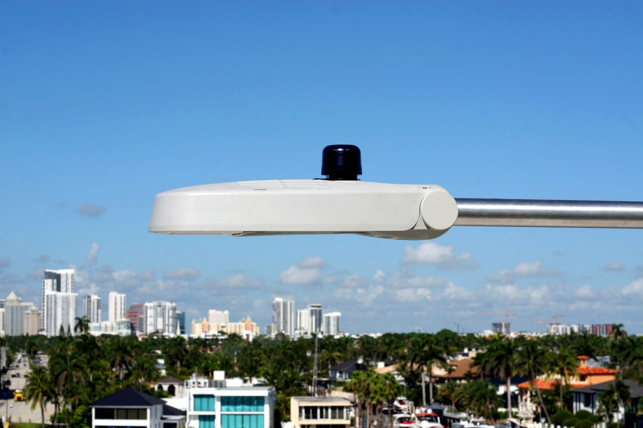 Ubicquia smart-city hardware installed on a streetlight